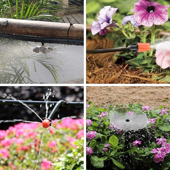 Garden Irrigation Kit,131ft 1/4" Drip Irrigation Kit Garden Irrigation System with Adjustable Nozzle Dripper Automatic Irrigation Equipment Set for Garden,Greenhouse, Patio,Lawn