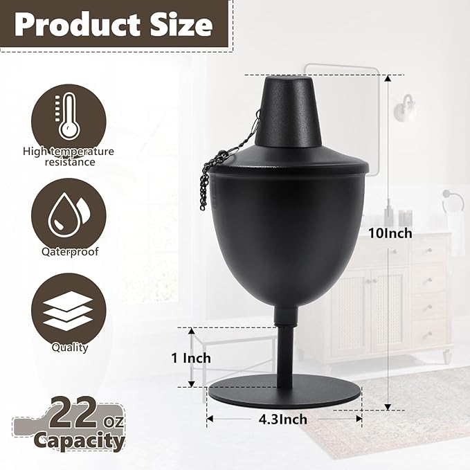 4 Pack Upgraded Tabletop Torches,14 oz Citronella Torches for Outside, Refillable Outdoor Flame Torch Light, Comes with Wicks,Covers and Funnel, Ideal for Parties, Garden Decor, DIY