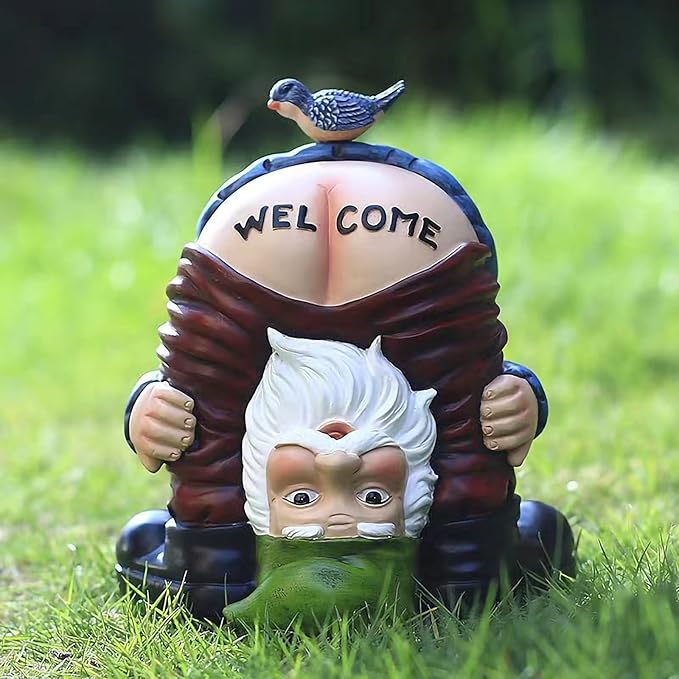 Garden Gnomes Outdoor Funny Welcome Gnomes Outdoor Statue Garden Gnome Figurine for Lawn Patio Yard Decoration Christmas Garden Gifts
