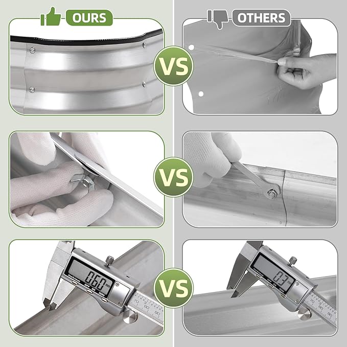 3-in-1 Modular Raised Garden Bed Kit - Adjustable Sizes (4x2x1ft, 3x3x1ft, 5x1x1ft) - Heavy Duty Galvanized Steel Planter Box with Bracing Rods & Gloves for Vegetables, Fruits, Flowers