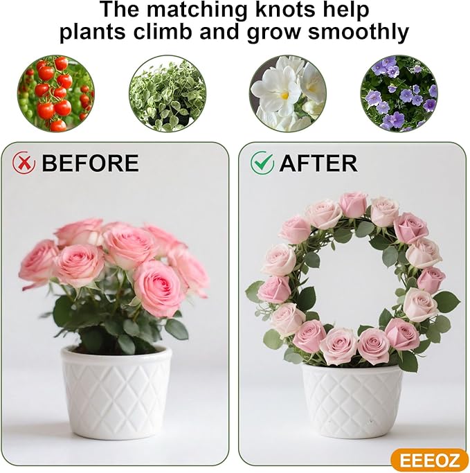 4 Pack Trellis for Potted Plants for Climbing Plants with 20 Reusable Garden Ties - 16 Inch Plant Trellis Indoor Supports for Potted Plants, Flowers, Tomatoes - Hoya Trellis,Indoor Plant Trellis(1)