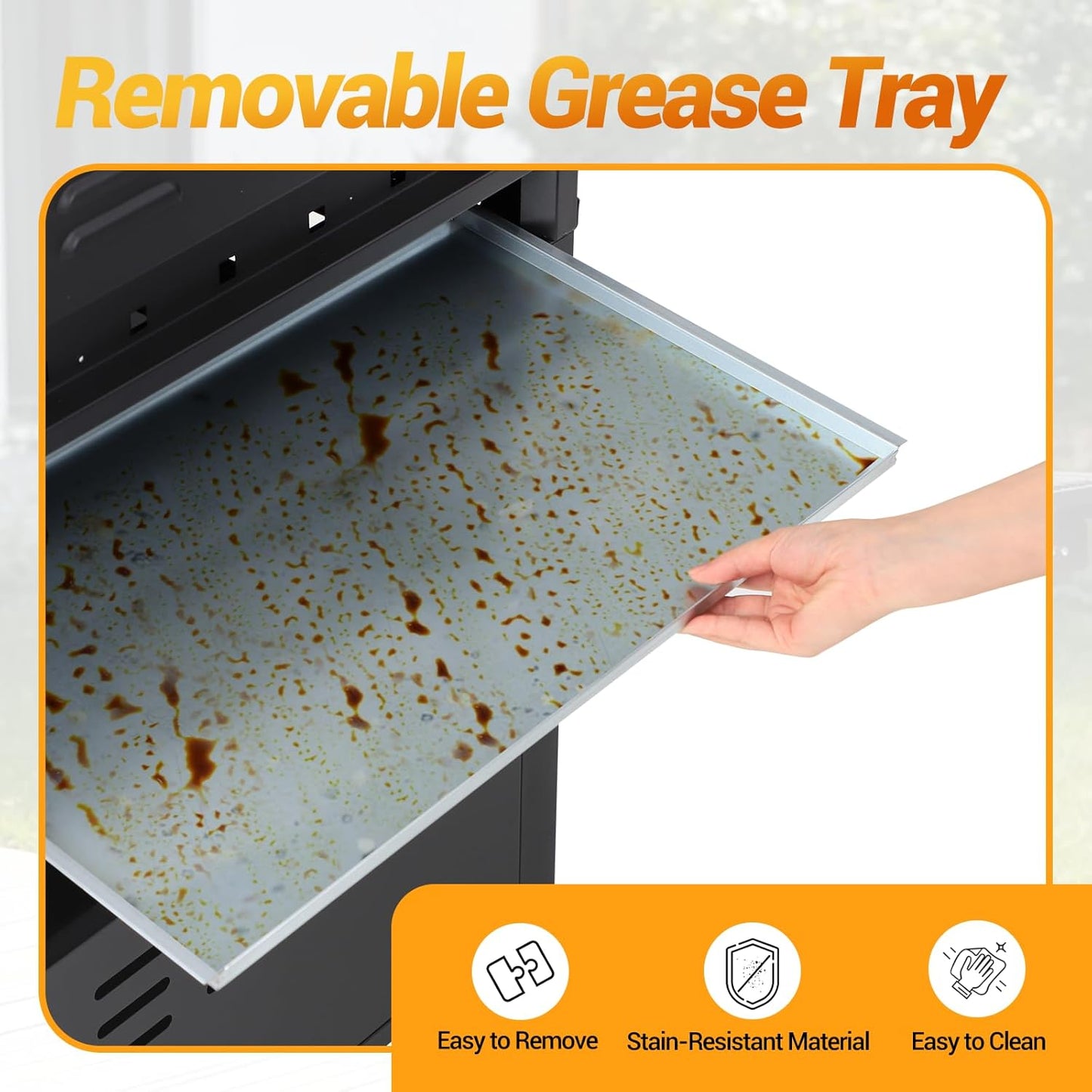 4 Burner Gas Grill with Side Burner, Stainless Steel Foldable Side Tables, 40,000 BTU, with Grease Tray, Easy Assembly for Patio, Backyard (Folding Version)