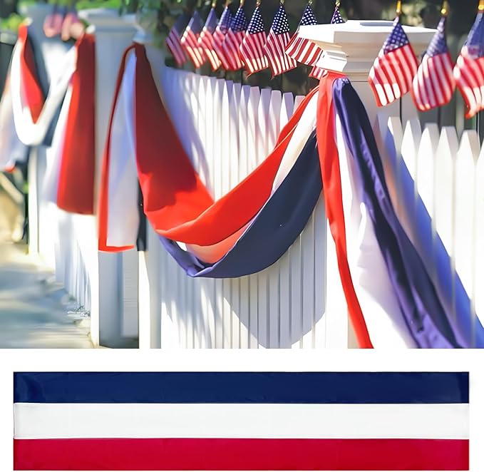24x240 Inch American Patriotic Bunting Flags,Red White and Blue Banner for 4th of July Decorations Outdoor and Labor Day,Veterans Day,Memorial Days 1 Pack