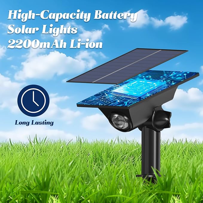 4 Pack Solar Power Spot Lights Outdoor Waterproof LED Dusk to Dawn Landscape Spotlight for Outside Yard, Tree, Flag, Plants, Fountain, Statues, 2 Modes, 18 Hours Accent Ambient Lighting (Warm Light)