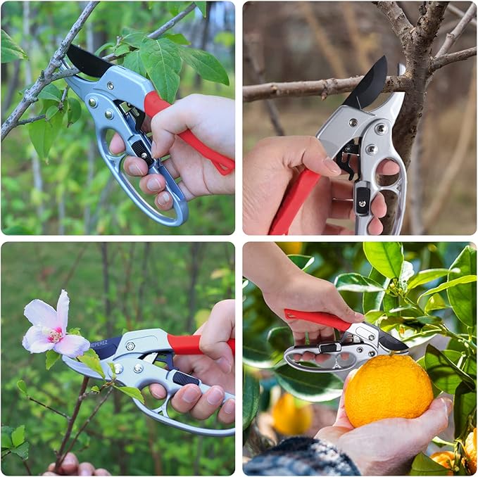Garden Clippers, Premium Germany Pruners, Work 3 Times Easier, Professional Pruning Shears, Cutting Rose, Flower, Hedge, Stem, Sharp Scissors Gardening Tools, Arthritis Weak Hand Snips