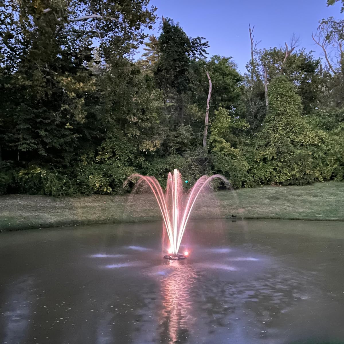 HALF OFF PONDS Floating Fountain – 3/4 HP Pond Aerator, 200' Cord – 8,000 GPH Water Pump – 11 Spray Patterns - Color-Changing LED Lights - for Ponds, Lakes & Water Gardens