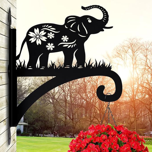 Hanging Plant Hanger Bracket, Heavy Duty Iron Wall Plant Hanger for Bird Feeder, Decorative Baby Elephant Silhouette Plant Hooks Hanging Plant Hangers Outdoor for Wind Chimes Flower Pot Lantern