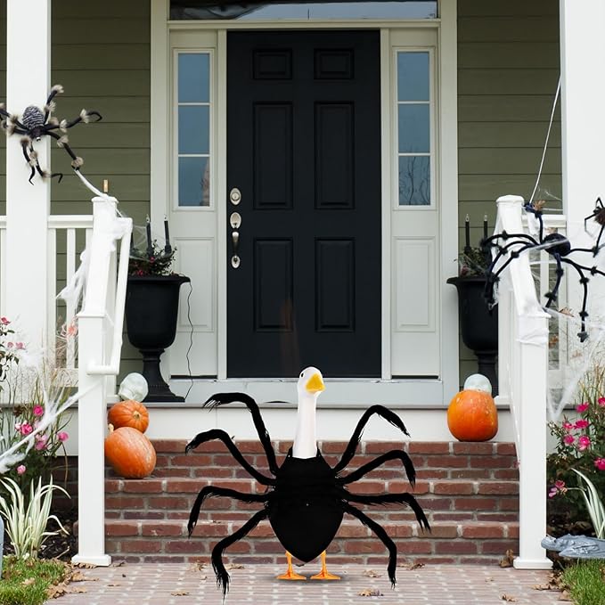 Halloween Goose Outfit Lawn Porch Goose Outfit Spider Bat Costume Plastic Goose Clothing for 23" Goose Halloween Outdoor Patio Yard Lawn Art Decoration (Spider)