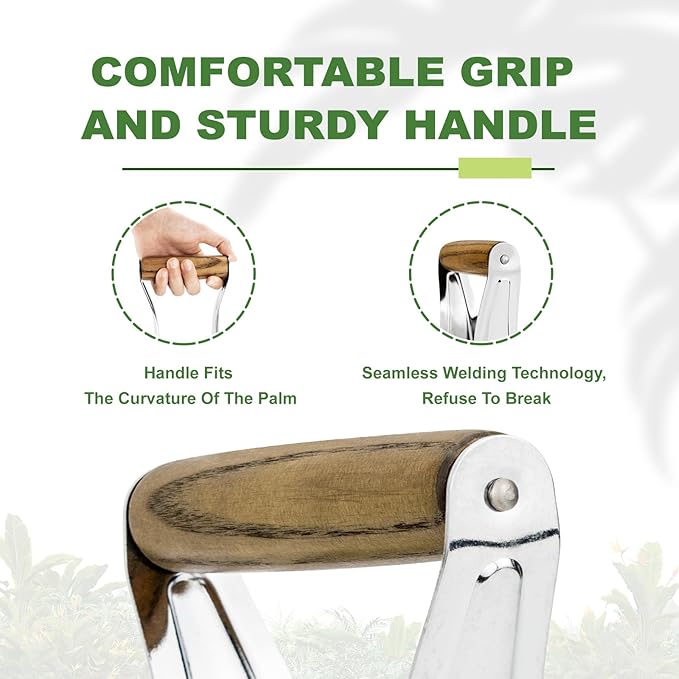 Haliaeetus Bulb Planter Tool, 4 inches Depth Mark Hand Bulb Planter, Non-Bending Stainless Steel Bulb Planter Digger, Garden Bulb Transplanter with Comfortable Wood Handle for Planting Tulip, Daffodil