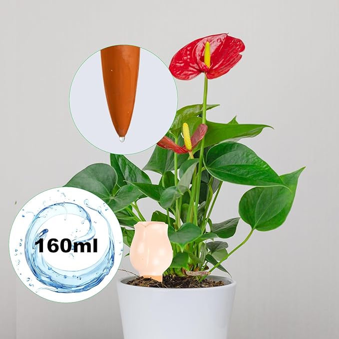 4-Pack Terracotta Self-Watering Spikes,Self Watering Planter Insert,Plant Watering Spikes,Plant Watering Globes,Automatic Slow Release Irrigation for Indoor and Outdoor Plants