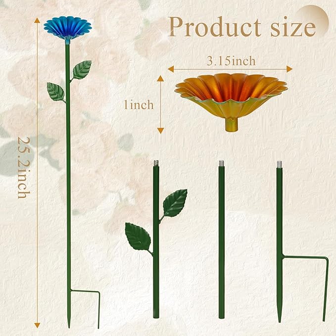 4 Pack Bee Watering Station, Bee Bath for Garden Metal Bee Water Feeder with Flower Design, Colorful Butterfly Bee Bath Bowl for Outdoor Garden Yard Decor (Red,Green,Blue,Yellow)