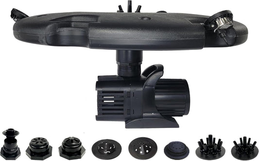 HALF OFF PONDS Floating Fountain – 1.2 HP Pond Aerator, 200' Cord – 10,000 GPH Water Pump – 11 Spray Patterns - Energy-Efficient – White LED Lights - for Large Ponds, Lakes & Water Gardens
