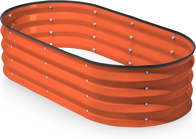 Galvanized Raised Garden Beds Outdoor // 4×2×1 ft Planter Raised Beds for Gardening, Vegetables, Flowers (Orange) // Large Metal Garden Box