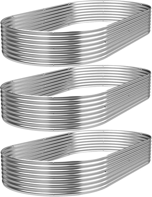 3 Pack Galvanized Raised Garden Bed Outdoor,Metal Garden Bed for Vegetables,Steel Raised Beds for Gardening,Above Ground Garden Box for Flower-50x20 inch