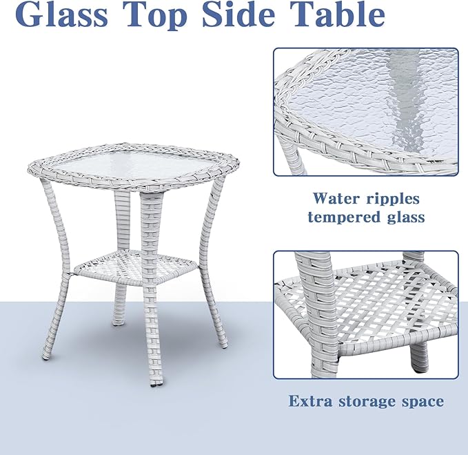 4 Pieces Patio Furniture Sets, Wicker Patio Swivel Glider Chair with Ottomans, Outdoor Furniture Set for Outside Porch Deck Balcony, Light Grey