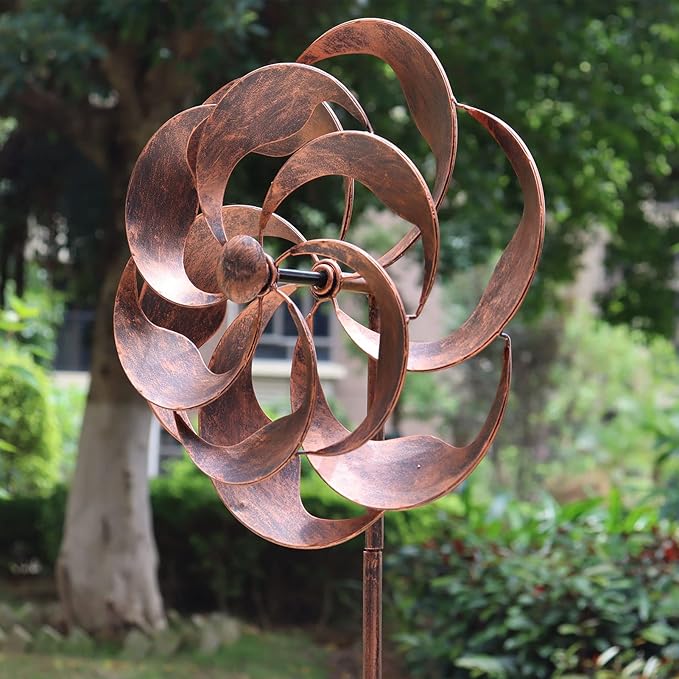 360 Degrees Metal Swivel Classical Wind Spinner Willow Leaves for Patio Lawn Outdoor Yard Lawn Garden 70x20 Inches
