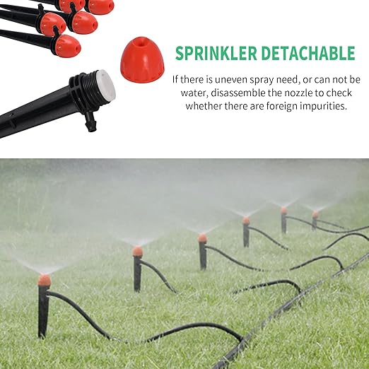 30pcs 16CM Full Circle Scattering Nozzle Drip Emitters for 1/4" Drip Irrigation Tubing Adjustable 360 Degree Wat