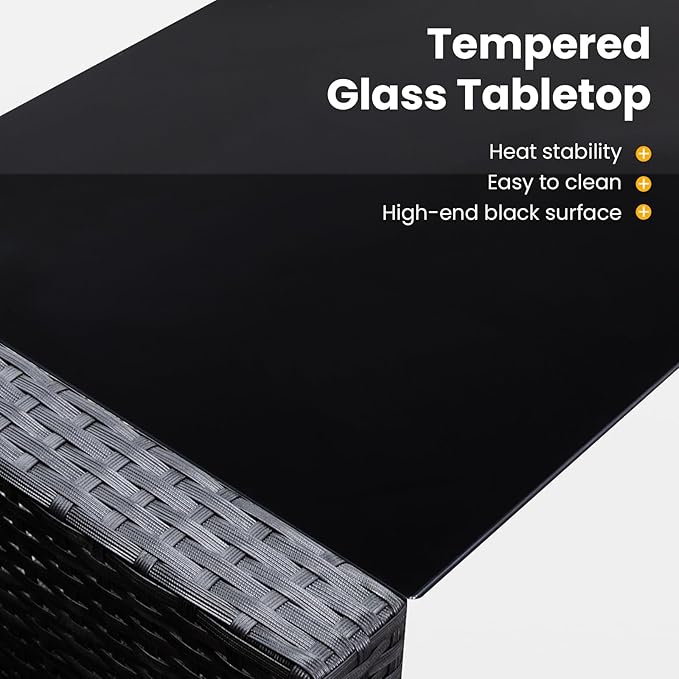 4 Piece Outdoor Patio Furniture Set,Wicker Conversation Sets Outdoor Sectional Patio Sofa Couch with Cushions & Coffee Table for Outside, Garden, Balcony, Porch,Black/Beige