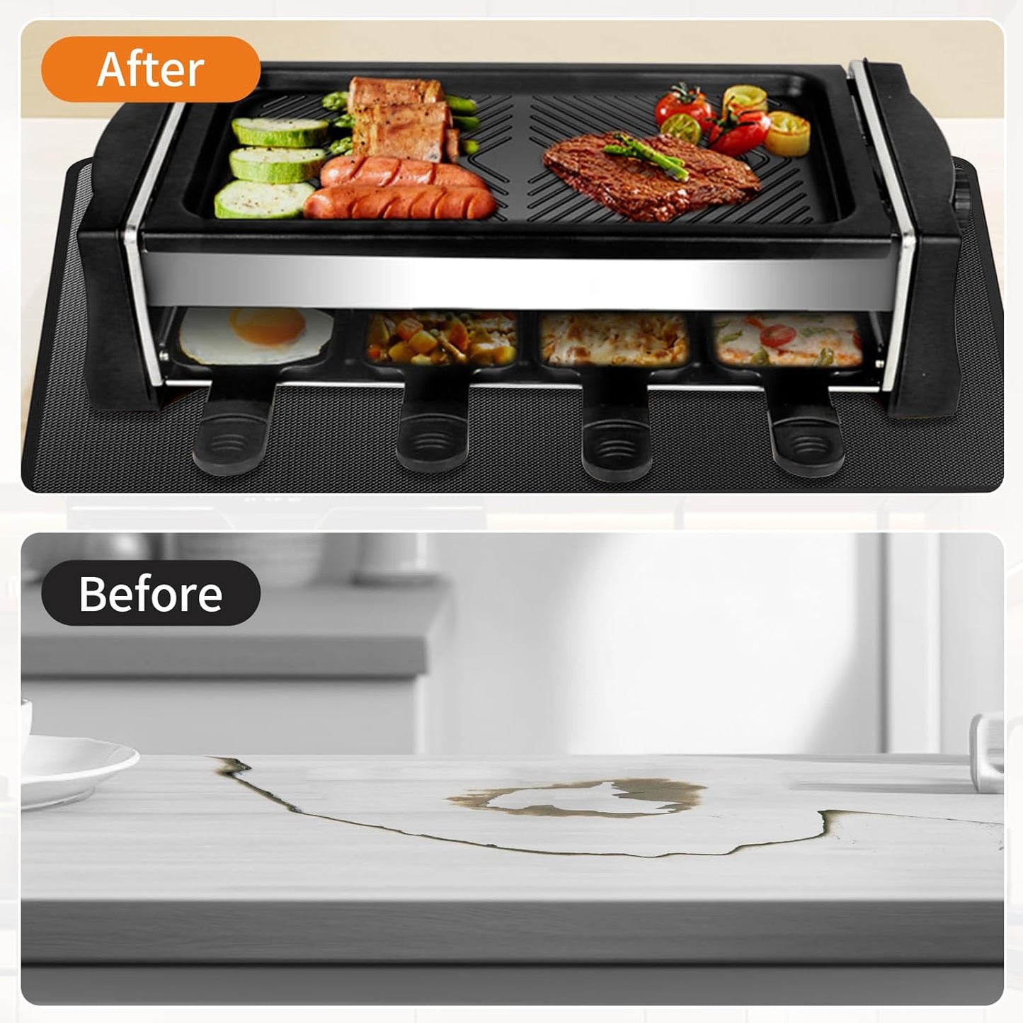 Heat Resistant Grill Mat, 24 x 36 inches Double-sided fireproof and waterproof BBQ protection mat Multi-Purpose for Grills Pizza Ovens Smokers Black