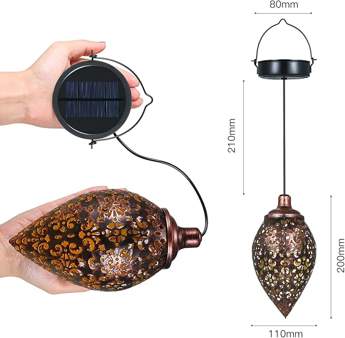 Hanging Solar Lights Solar Lantern LED Garden Lights Metal Lamp Waterproof for Outdoor Hanging Decor
