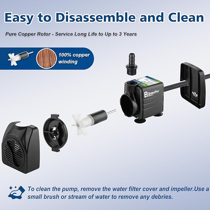 400GPH Submersible Water Pump, 25W Adjustable Ultra Quiet Fountain Pump with 4 Nozzles 6.8ft High Lift for Aquarium, Fish Tank, Pond, Waterfall, Outdoor, Hydroponics