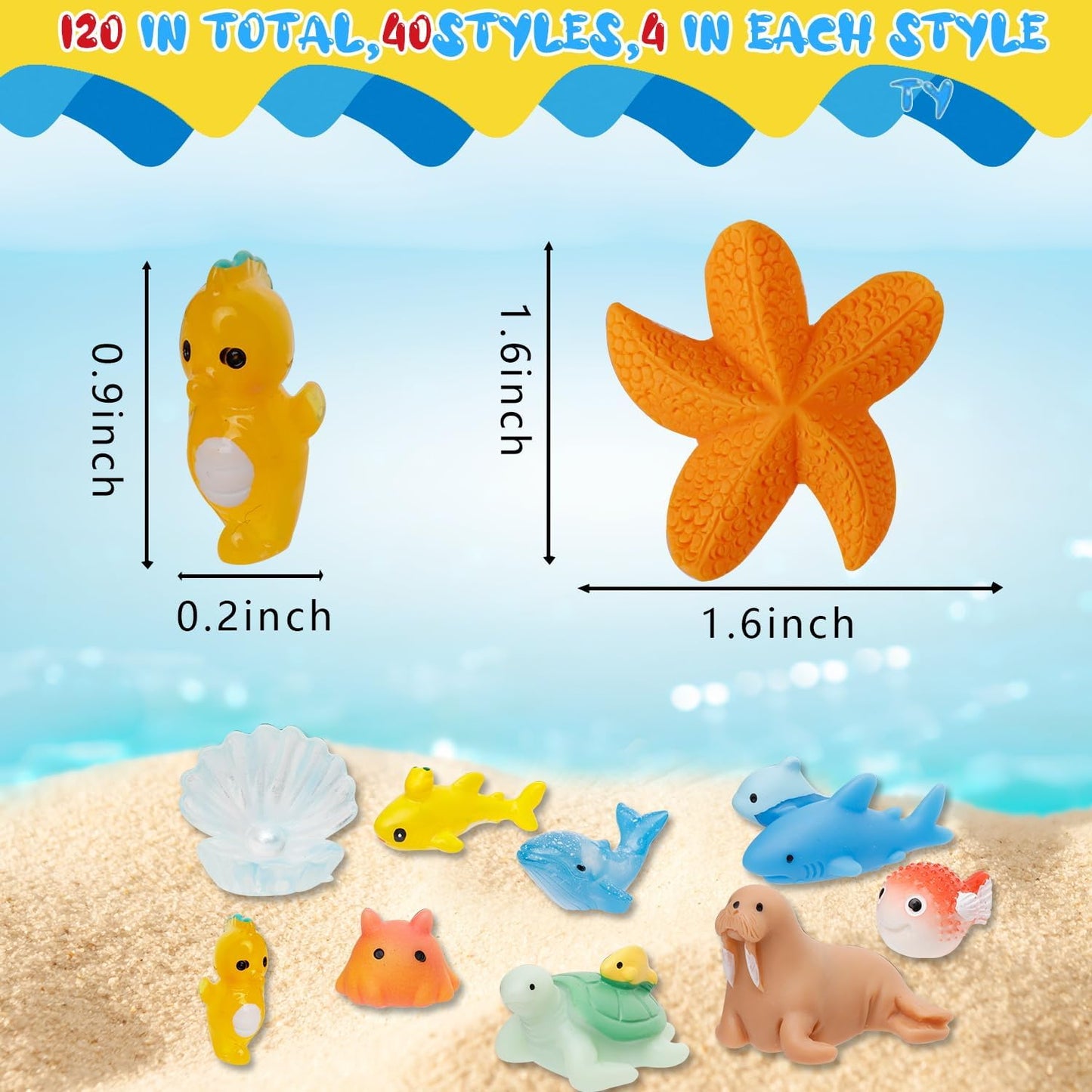 44 Pcs Mini Ocean Resin Animals 44 Styles Resin Animals Figurines Bulk for Fairy Garden Miniature Dollhouse Accessories Hide Crafts Decor