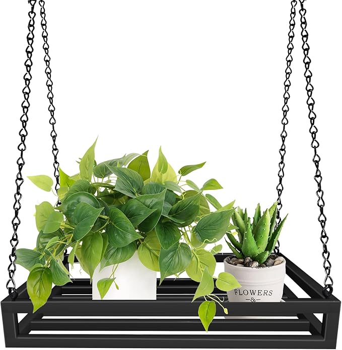 Hanging Planter for Indoor Outdoor Plants, 16'' Heavy Duty Metal Plant Hanger Indoor, Large Hanging Plant Holder Plant Shelf for Garden Home Ceiling Window Decor