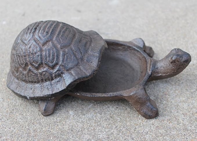 Garden Decoration Turtle Cast Iron Key Hider Stone Diversion Safe Key Outside Hider Hide-A-Key Holder Safely Hiding Your Spare Keys for Outdoor Garden or Yard, Geocaching