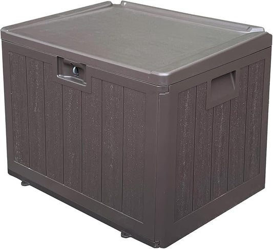 33 Gallon Pro Outdoor Storage Box Waterproof Lockable Resin Deck Box Large, Patio Storage Bin for Pool Accessories Cushion Furniture, Garden Tools, UV-Resistant Outside Delivery Brown