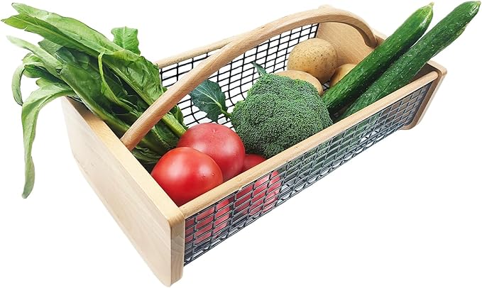 Garden Hod Harvest Basket, Durable Wooden Gardening, Supply Suitable For Kitchen, Picnic And Outdoor Picking