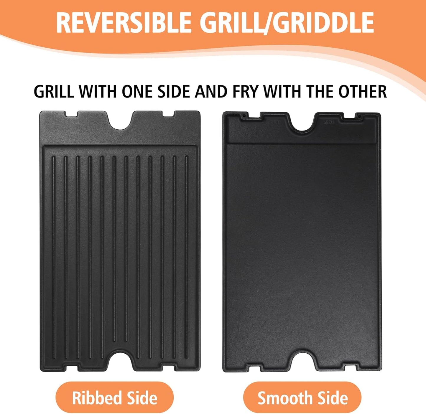 2-in-1 Reversible 19.25” x 11.75” Pre-Seasoned Cast Iron Cooking Griddle for Regal/Imperial Models Grill 11239, Flat Griddle Top Plate for Gas Stove/Charcoal/Electric/Propane/Gas Grill