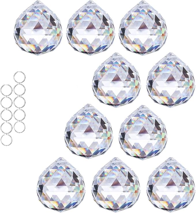 40mm 10Pack Crystal Ball Prism 1.57 Inch Decorative Ball for Chandelier Window Suncatcher Rainbow Maker