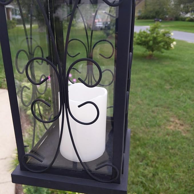 4" Outdoor Battery Operated Candle Waterproof Led Pillar Lights Flickering Flameless Candles with Timer Realistic Fake Electric Pillars for Lantern Garden Wedding Halloween Christmas Decorations,White