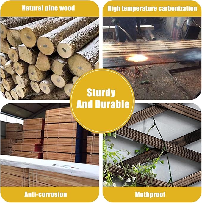 4 PCS Expandable Garden Trellis, 12" x 75" Wooden Lattice Fence Wall Panel Stretchable Decorative Fences Lattice Trellis for Climbing Plants Outdoor Ivy Vine Rose Clematis Garden Patio Room Decor (4)