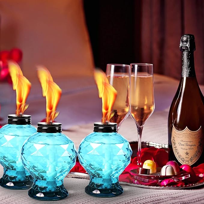 4 Pack Glass Table Torch,Citronella Glass Table Top Torches with Wick and Cap for Outdoor, Refillable Torches Landscape Lanterns Torches for Yard Patio Garden,Party Decor