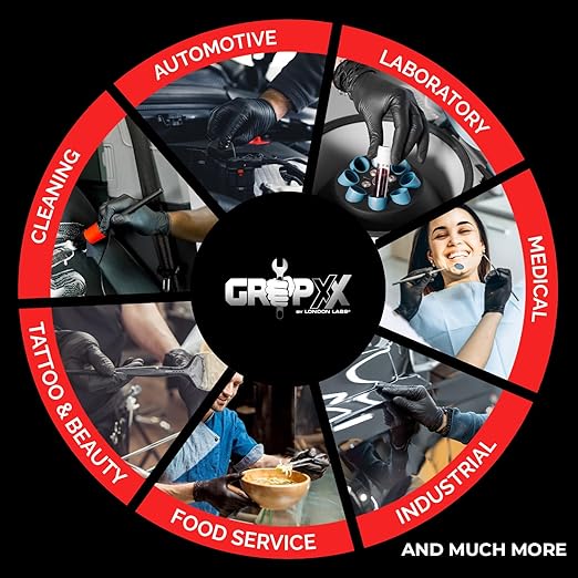 Heavy Duty 6 Mil Black Nitrile Gloves - Disposable, Latex & Powder Free | Mechanic, Food Prep & Tattoo | Rubber Gloves for Cooking, Cleaning & Household | Pack of (100)