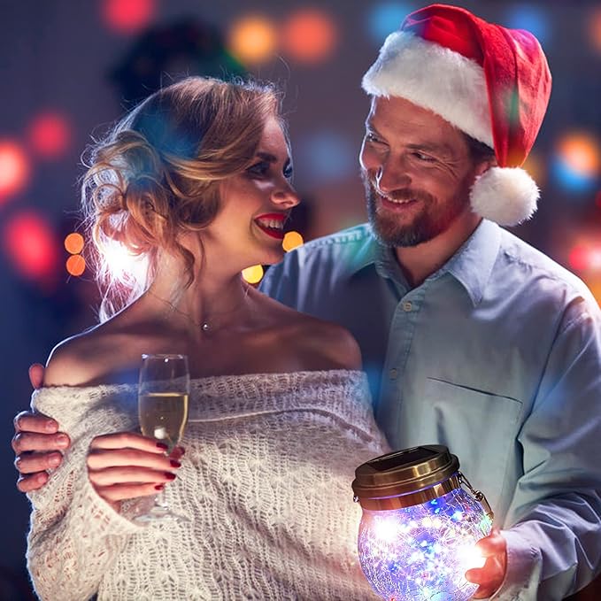 Hanging Outdoor Solar Lights, 30LED Cracked Glass Ball Decorative Lights,Solar Powered Waterproof Landscape with Handle for Tree Yard Garden Patio Fence Holiday Decor(Multicolor)