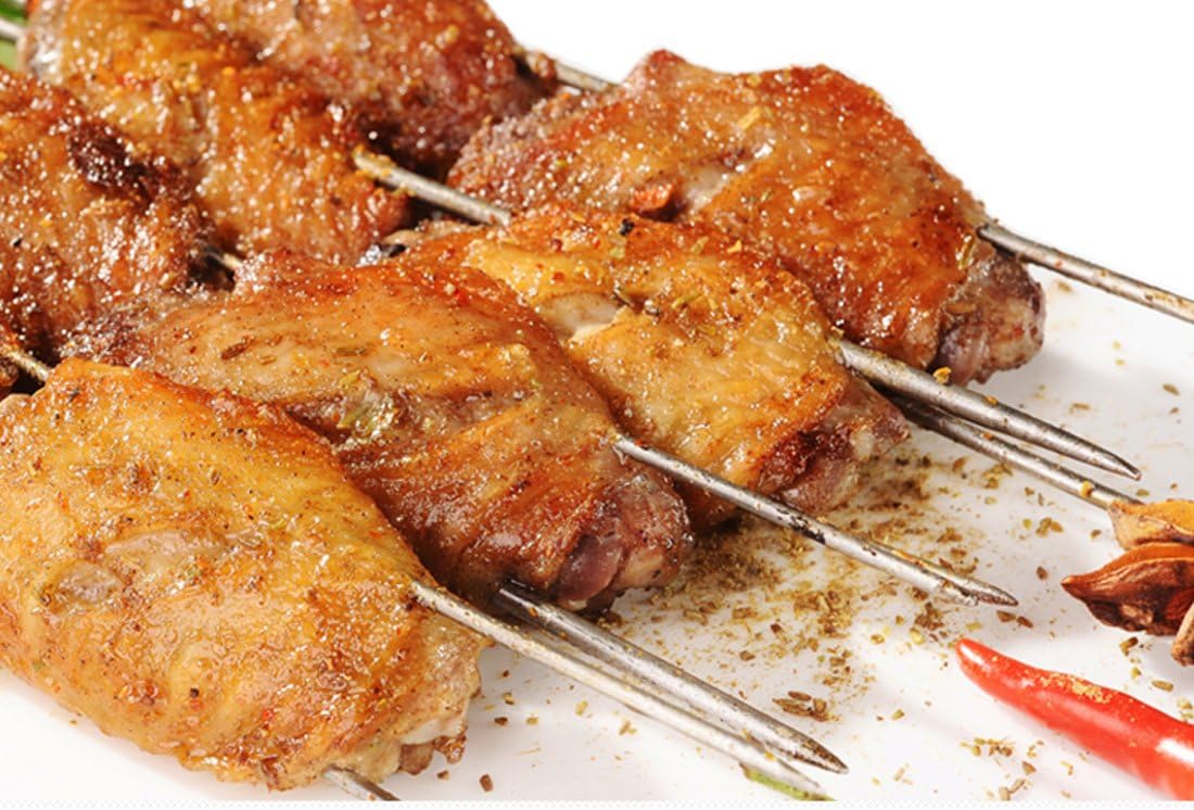 10 Inch Metal Barbecue Skewers, Stainless Steel BBQ Skewers, Shish Kebab Kabob Skewers 12 Pcs