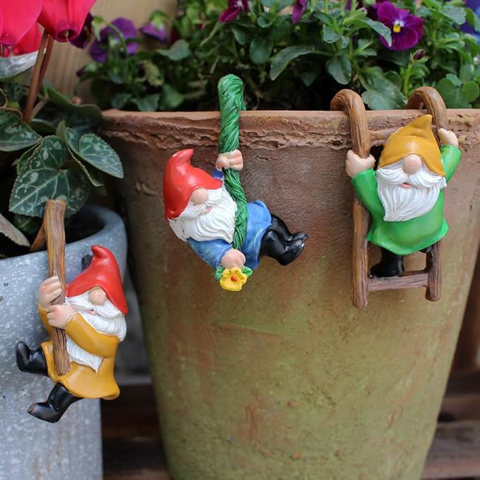 3 PCS Climbing Gnomes Tree Faces Decor Outdoor for Yard, Gnomes Statue, Outdoor Fairy Garden Resin Crafts, Flower Pot Landscape Dwarf, Micro Landscape Pendant Ornaments (3 PCS)