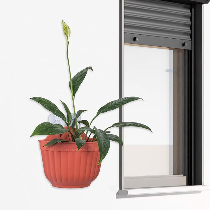 4 Pack Brick Red Wall Hanging Planter Pot Vertical Garden Living Wall Mount Window Hang Indoor Outdoor Plant Flower Basket for Kitchen Herbs Balcony Railing Shelf Fence Bedroom Trellis Decor Modern