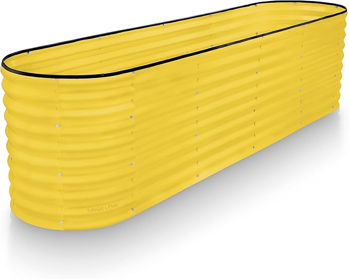 Galvanized Raised Garden Beds Outdoor // 8×2×2 ft Planter Raised Beds for Gardening, Vegetables, Flowers // Large Metal Garden Box (Yellow) // Patented Tool-Free Design