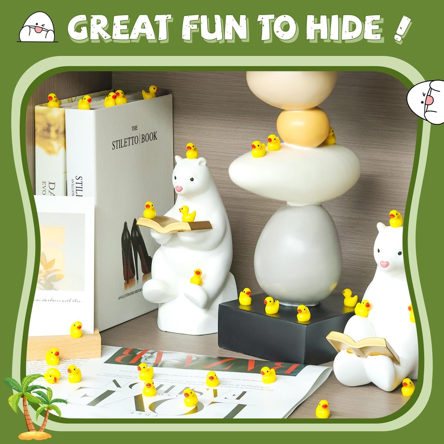 150PCS Mini Resin Animals Cute Yellow Tiny Ducks,Miniature Duck Figures to Hide,Little Animal Toys Small Figurines Bulk for Topper Desk Garden Dollhouse Landscape Aquarium Ornaments DIY Crafts & Decor