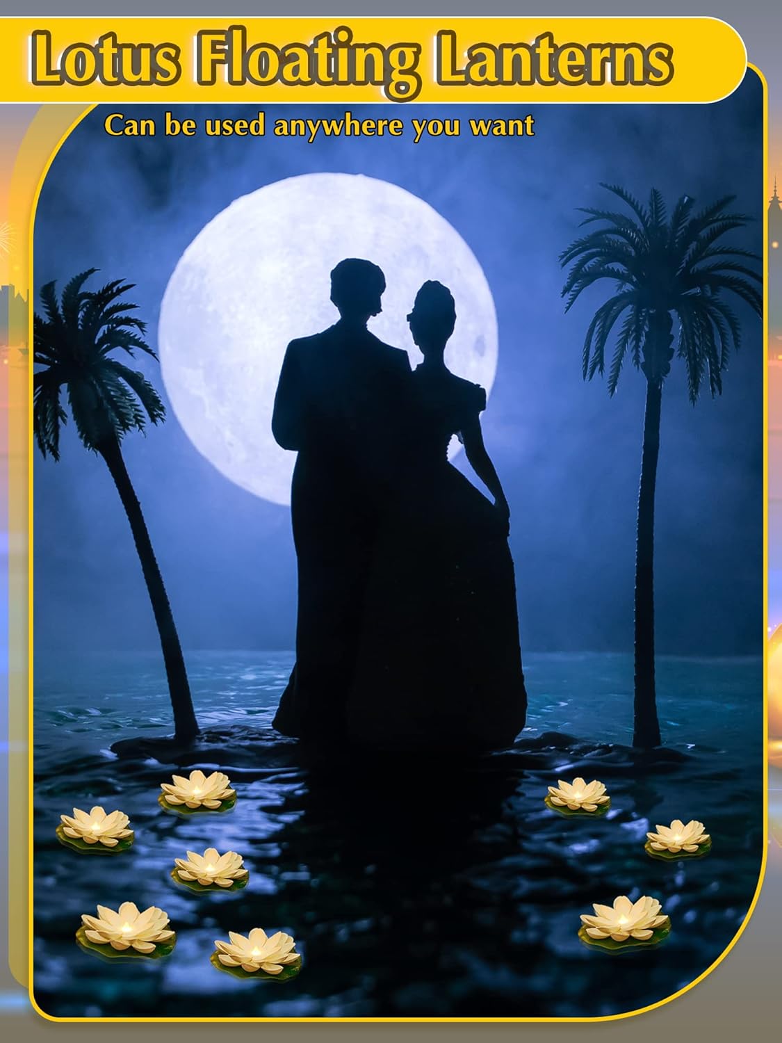 Hortsun 12 Pcs Floating Lotus Lights with Batteries Lily Pads Pool Flowers Diwali Pooja Decorations Floating Candles Decor for Pool Pond Outdoor Indoor(5.91 Inch,White)