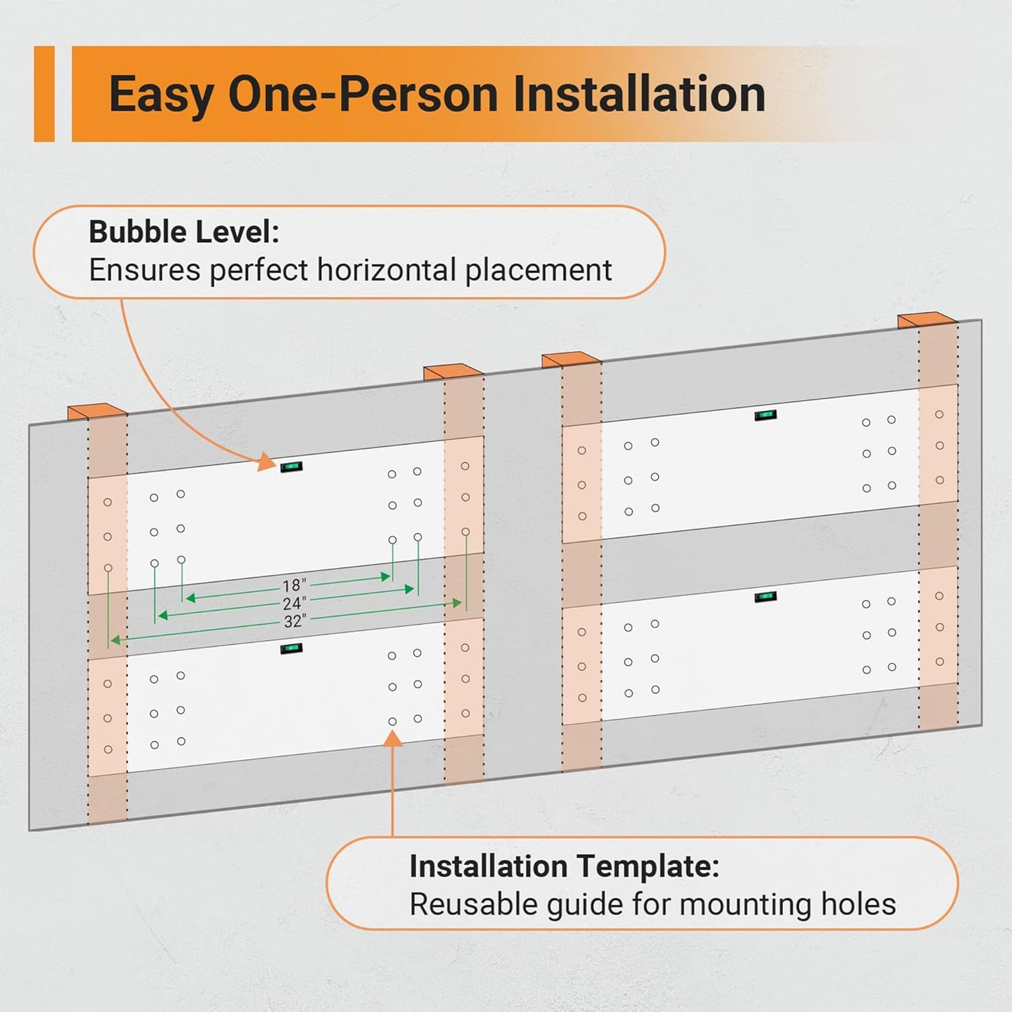 2x4 ft Garage Shelving, 2-Pack Wall-Mounted Shelves for Garage, Kitchen, Pantry Storage, 400 lbs Total Load Capacity Wall Shelving, Black