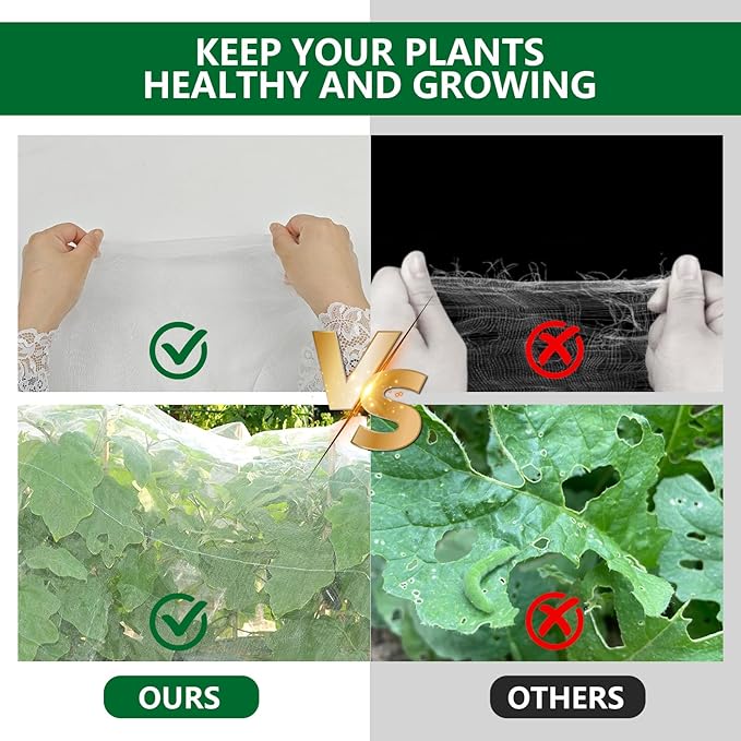 Garden Netting Kit for Raised Beds, 10x30FT Ultra Fine Mesh Netting＆ 6 Sets of 8FT Fiberglass Garden Hoops, Bird Barrier Protection Net Vegetable Plant Cover Fruit Flowers Row Cover