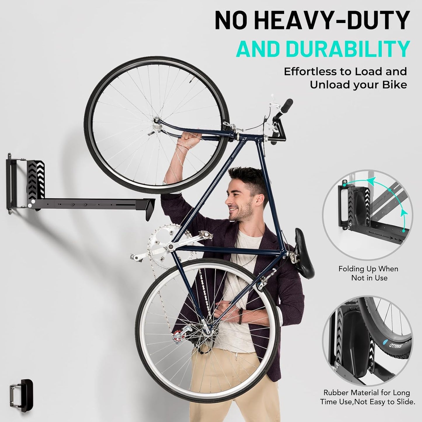 2-Pack Swivel Bike Rack Wall Mount, Bike Hangers for Garage, Space-Saving Vertical Bike Holder, Holds up to 77 lbs, Bicycle Wall Hanger Storage, No Heavy Lifting Required Indoor Hanging Bike Rack