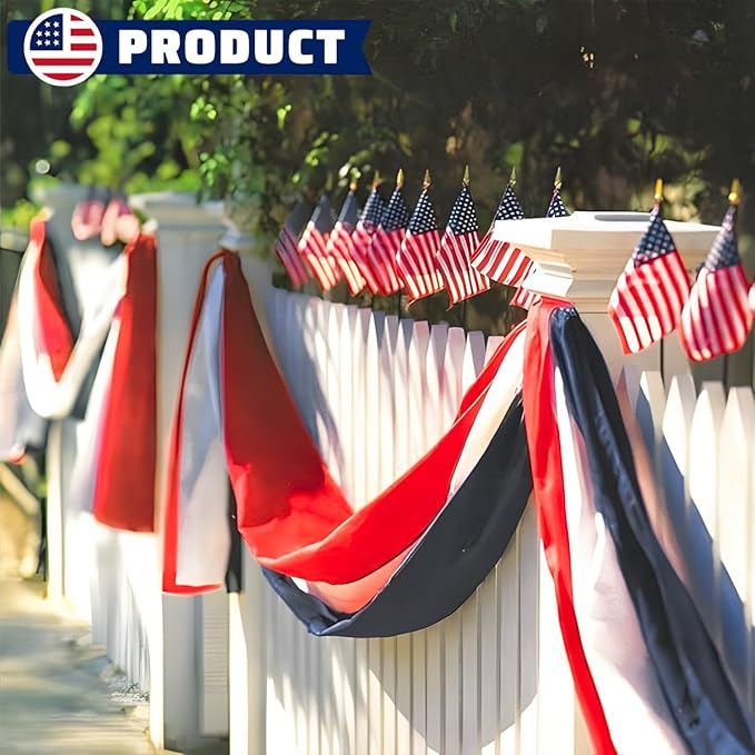 2Pack Patriotic Bunting US Flag Decorations 4th of July Decor 2x20 Ft Large Red, White & Blue Banner Veterans Day Memorial Days Celebration Outdoor Porch Garden