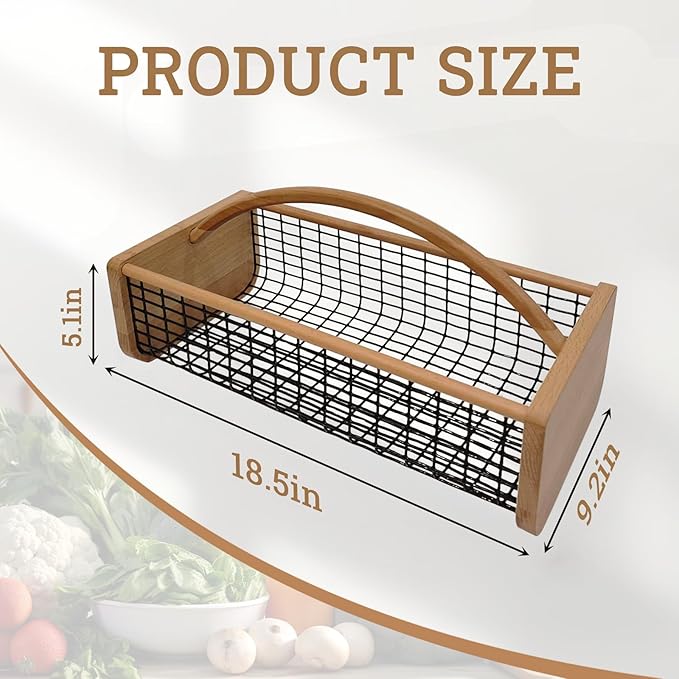 Garden Hod Harvest Basket, Durable Wooden Gardening, Supply Suitable For Kitchen, Picnic And Outdoor Picking