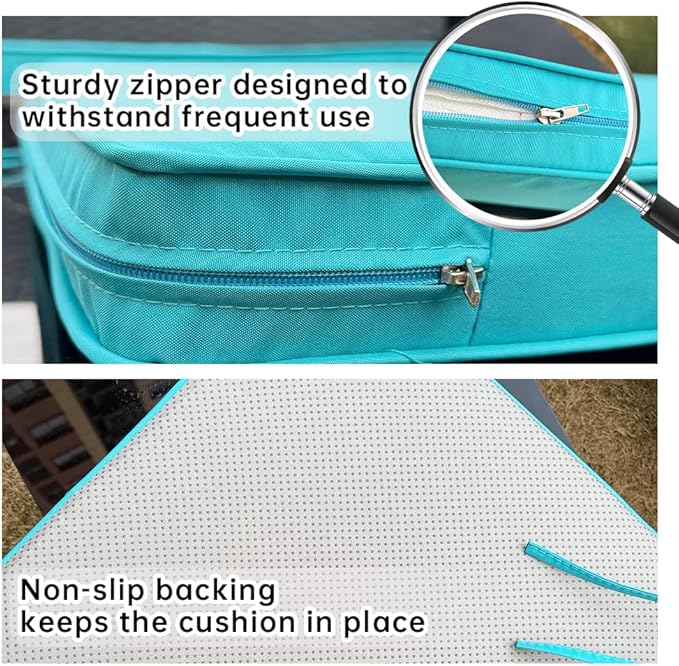 3-Pack Outdoor Patio Furniture Replacement Cushions Set–High-Elastic Sponge Cushions Fit 4-Piece Wicker Rattan Sofa, Loveseat & Chairs, 36x18x2 & 18x18x2, Waterproof, Fade-Resistant (Lake blue)