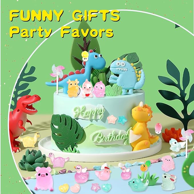 400pcs Luminous Mini Resin Animal in The Dark Tiny Miniature Figures Ornament Duck Frog Mushroom Owl Dog Rabbit Crab Dolphin Shell Fairy Garden Accessories Aquarium Landscape Bonsai Decor